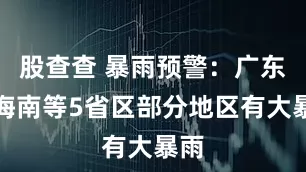 股查查 暴雨预警：广东、海南等5省区部分地区有大暴雨
