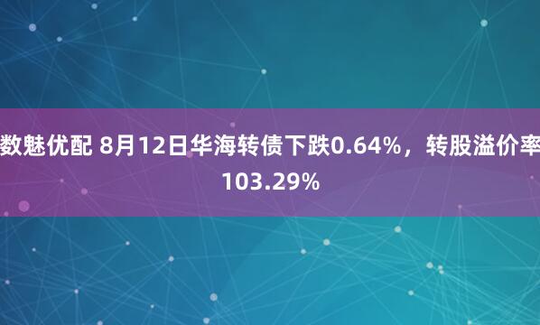 数魅优配 8月12日华海转债下跌0.64%，转股溢价率103.29%